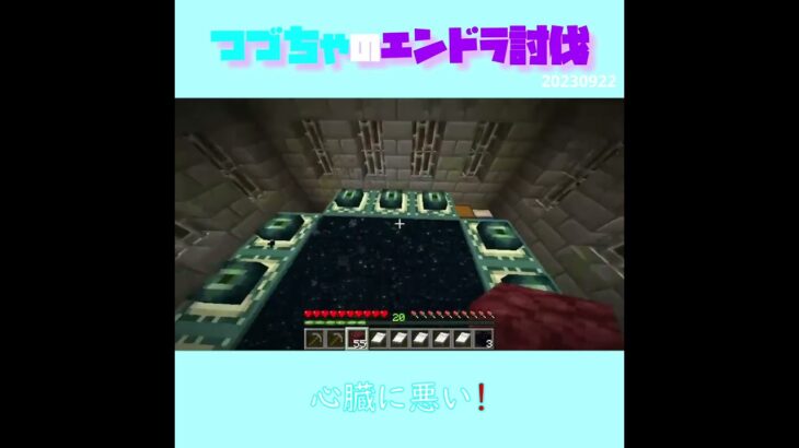 【マイクラ】心臓に悪い　 fromつづちゃのエンドラ討伐！2023/09/22　#Minecraft　#Shorts