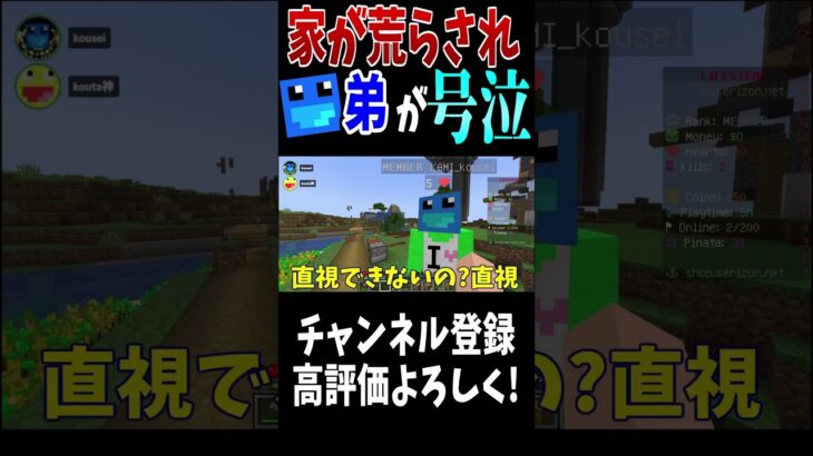 小学生の弟が建てた家が荒らされて大号泣www!! #Shorts #minecraft #マイクラ #kouta神