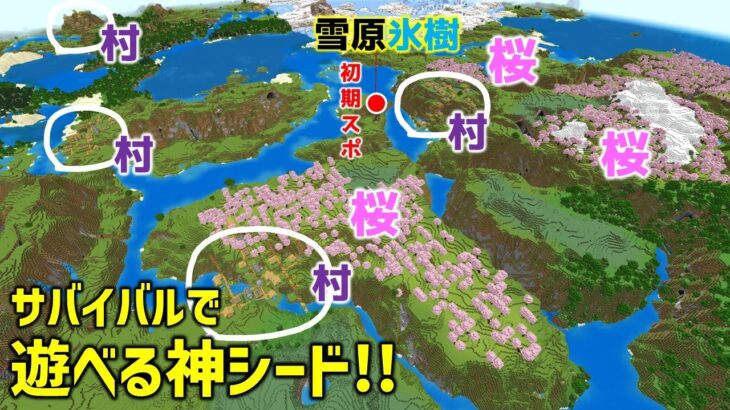 【マイクラ統合版1.20神シード】凄すぎ！初期スポ周辺だけで楽しめる！初心者もSwitchでも楽しめる！(Ver1.20.51)