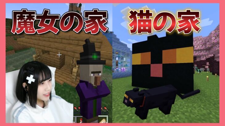 【マインクラフト】#46 魔女の家を発見！黒猫を連れ帰って猫の家をプレゼント♪【女性顔出しゲーム実況】