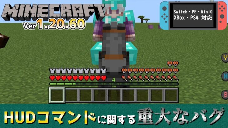 【統合版マイクラ】Ver1.20.62 HUDコマンドに関する重大なバグ!? 統合版マインクラフト・バグ修正報告会【Switch/Win10/PE/PS4/Xbox】