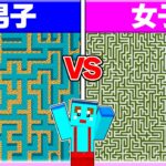 🌈男子vs女子『迷路つくり対決』どっちが難しい? 💓🔥【 マイクラ / Minecraft 】