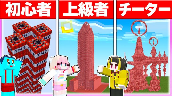 🌈初心者 vs プロの『TNTブロックだけ』の超キケンな建築対決! 💣  【 マイクラ / Minecraft 】