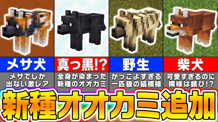 【マイクラ1.21】新種のオオカミが大量追加！1.21アップデート最新要素を全種類徹底紹介！【まいくら・マインクラフト】