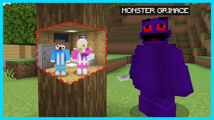 MIPAN & ZUZUZU BUAT PERSEMBUNYIAN PALING AMAN VS GRIMACE DI MINECRAFT SURVIVAL! SEREM BANGET