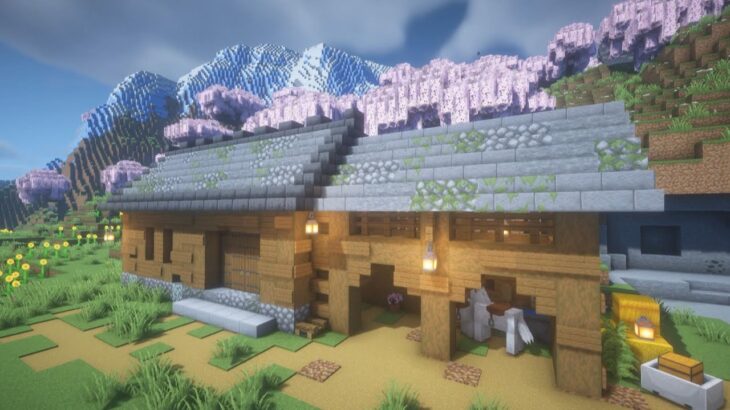 【Minecraft】桜の見える小さな山小屋　マインクラフト建築