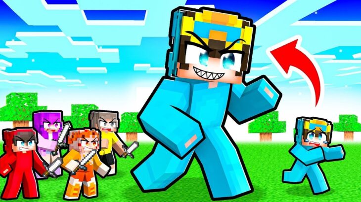 HUNTERS vs TINY & GIANT SPEEDRUNNER in Minecraft!