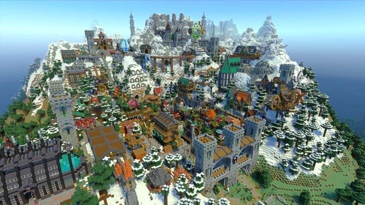 【マイクラ】雪山に街を作る【マイクラ建築】