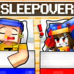 Having a SLEEPOVER with POMNI in Minecraft!