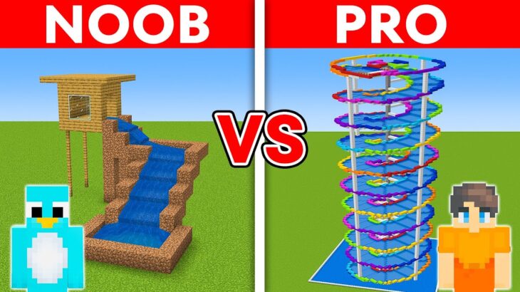 NOOB vs PRO: MODERN WATER PARK Build Challenge in Minecraft