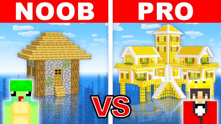 NOOB vs PRO: SURVIVAL HOUSE ON WATER Water Build Challenge in Minecraft!