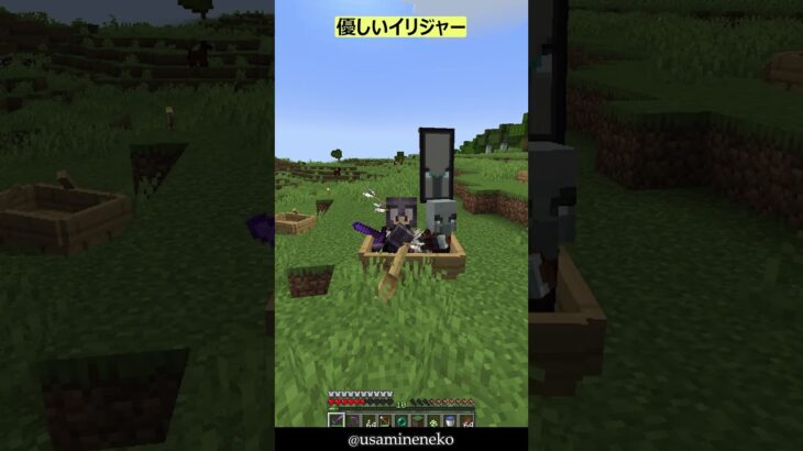 【マイクラ】イリジャーと同じボートに乗れば矢が当たらないと聞いたからクロスボウが壊れるまで待ってみた【雑学】 #ショート#shorts
