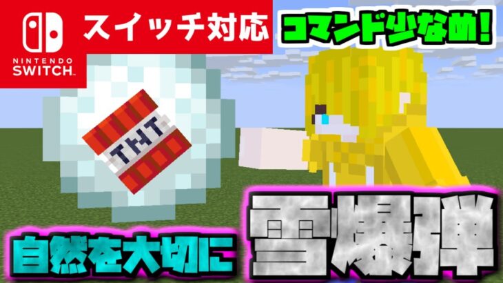 【コマンド少なめ！】マイクラサバイバルで使える地形そのまま広範囲大爆発『雪玉爆弾』が使える再現コマンド【スイッチ対応】