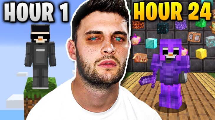 I Played Minecraft ONE BLOCK for 24 Hours Straight