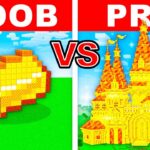 NOOB vs PRO: CASTILLO de ORO en Reto de Construcción en Minecraft!