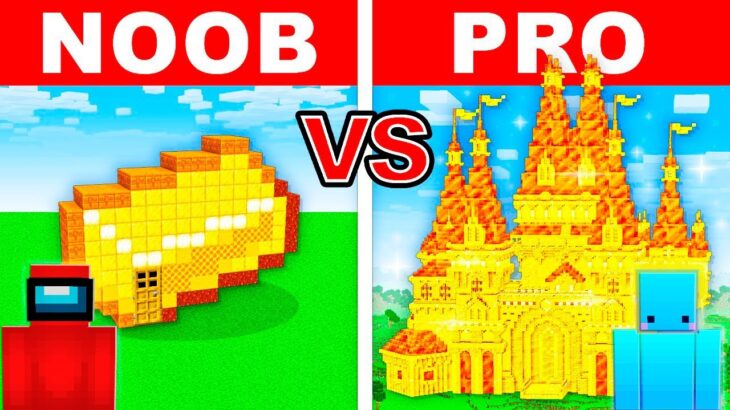 NOOB vs PRO: CASTILLO de ORO en Reto de Construcción en Minecraft!