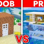 NOOB vs PRO: UNDERWATER STARTER HOUSE Build Challenge in Minecraft