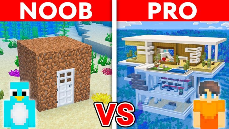 NOOB vs PRO: UNDERWATER STARTER HOUSE Build Challenge in Minecraft