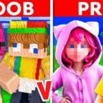 Noob vs Pro Realistic Minecraft House Build Battle!