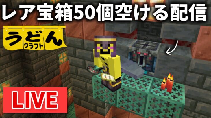 🔴【マイクラ】朝までレア宝箱５０箱空けるまで終わりません配信【ウドンクラフト】