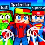 10 FRIENDS on one SUPERHERO BLOCK In Minecraft!