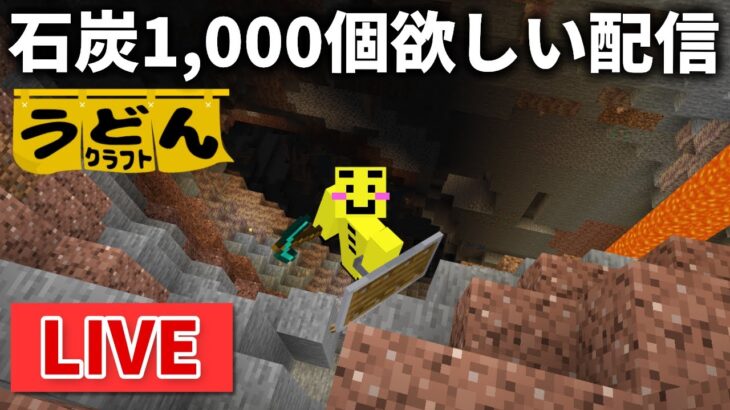 🔴【マイクラ裏作業】洞窟にて石炭1,000個集めに行く配信【ウドンクラフト2】