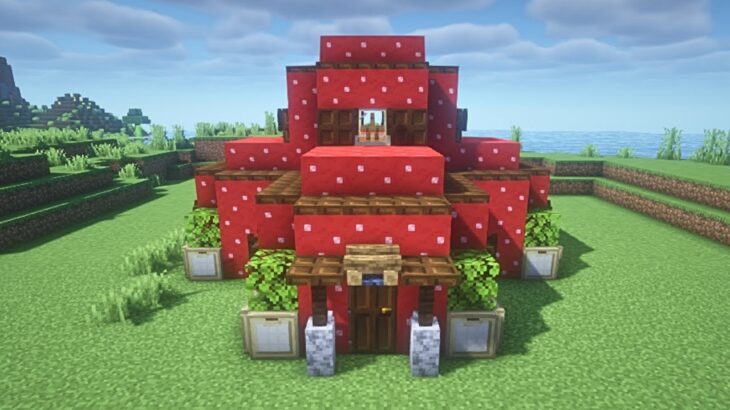 【マイクラ】畑、エンチャント付き！キノコを5つ組み合わせたキノコ拠点の作り方【マイクラ建築】