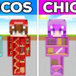 CHICOS vs CHICAS: ESTATUAS con BASE SECRETA en Minecraft!