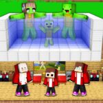 Minecraftでマイキー・ファミリーのプールの下に秘密の家を建てたマイゼン一家！