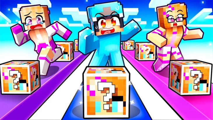 Playing a CRAZY FAN GIRL LUCKY BLOCK RACE in Minecraft!