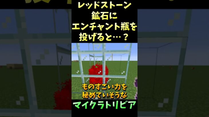 レッドストーン鉱石にエンチャント瓶を投げると・・・？【誰かに教えたくなっちゃうマイクラトリビア #Shorts】 #マイクラ #マイクラ豆知識 #マインクラフト