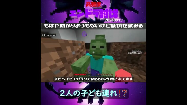 【マイクラ】2人の子ども連れ！？　 from　高難度エンドラ討伐　2024/09/15　#Minecraft　#Shorts