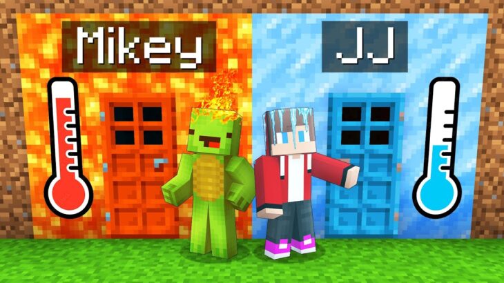 Mikey FIRE vs JJ ICE DOOR Survival Battle in Minecraft (Maizen)