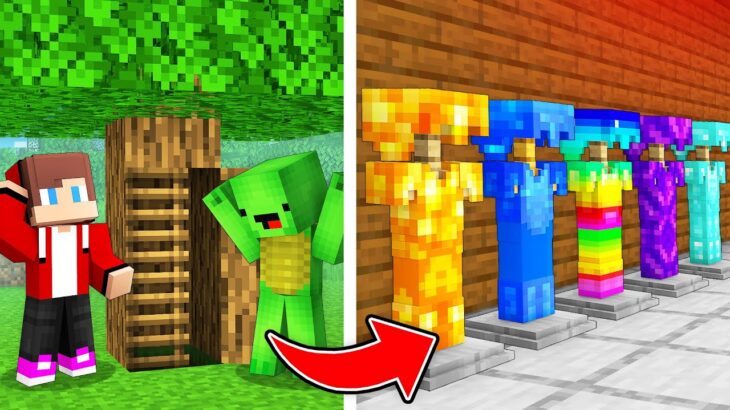 Mikey and JJ Built a Secret ARMOR Base in Minecraft! (Maizen)