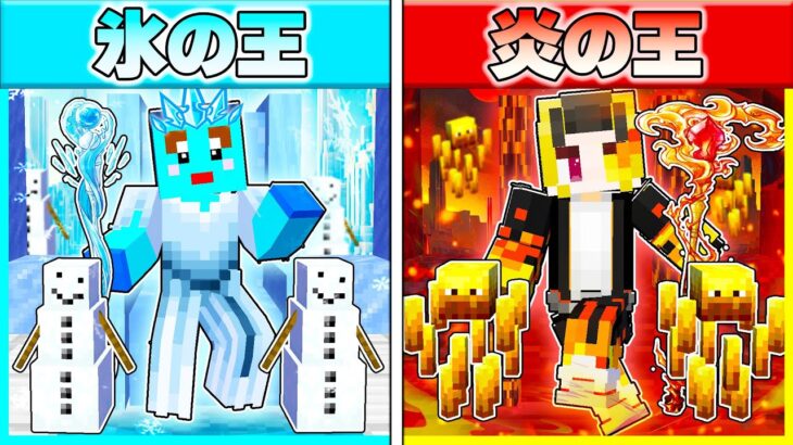 氷の王に生まれた子供VS炎の王にうまれた子供の対決🔥🧊【まいくら / マインクラフト】