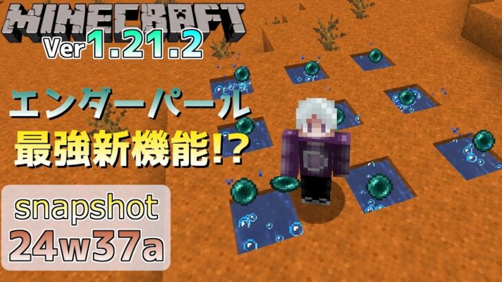 【マイクラ情報】Ver1.21.2 エンダーパールにtickingarea機能搭載!? Java版マインクラフト・スナップショット 24w37a 今後のアップデート情報