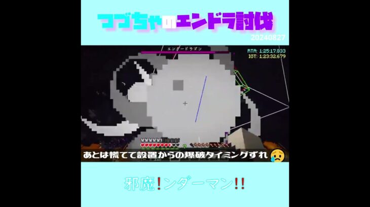 【マイクラ】邪魔！ンダーマン！！　 fromつづちゃのエンドラ討伐！2024/08/27　#Minecraft　#Shorts