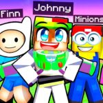 10 FRIENDS On One CARTOON Block In Minecraft!