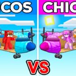 CHICOS vs CHICAS: BASE SECRETA AVIÓN en Minecraft!