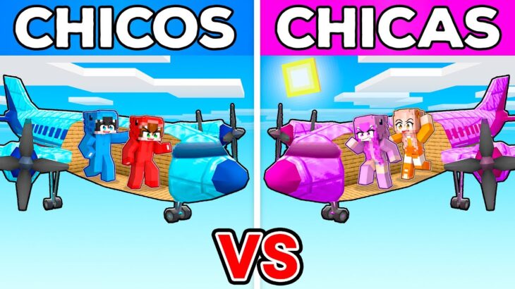 CHICOS vs CHICAS: BASE SECRETA AVIÓN en Minecraft!