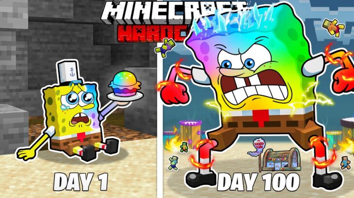 I Survived 100 Days as ELEMENTAL SPONGEBOB in HARDCORE Minecraft