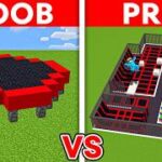 NOOB vs PRO: MODERN TRAMPOLINE PARK House Build in Minecraft