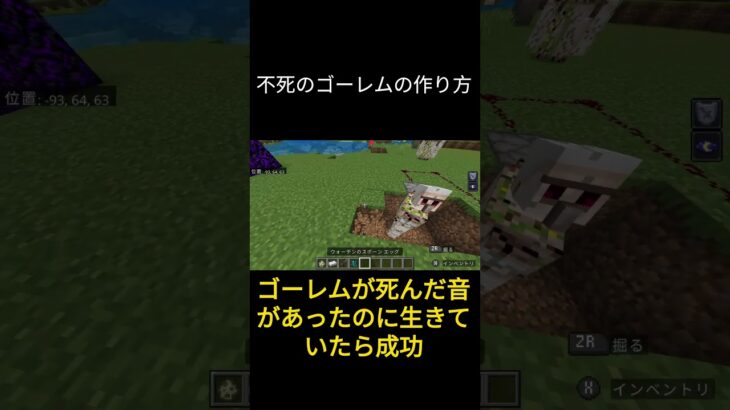 不死のゴーレムの作り方 #minecraft #マインクラフト統合版 #マイクラ #shorts #無敵 #不死