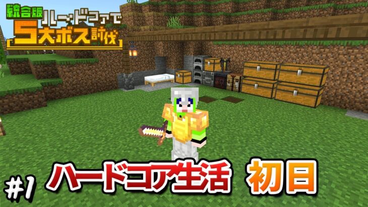 統合版ハードコアで5大ボス討伐！【マイクラ】