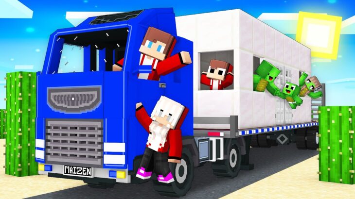 Mikey Family and JJ Family Survive Their First TRUCK TRIP in Minecraft (Maizen)