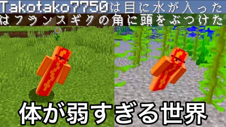 【マイクラ】あり得ないほど弱い体で検証&エンドラ討伐した結果.. 〜死因がショボすぎる世界でサバイバルしたら地獄どころではなかった〜【マインクラフト】【まいくら】【雑学】【裏技】