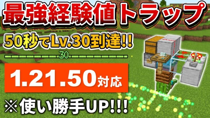 1.21.50対応【マイクラ統合版】50秒でLv.30到達！アルマジロ式経験値トラップの作り方【PE/PS4/Switch/Xbox/Win10】ver1.21