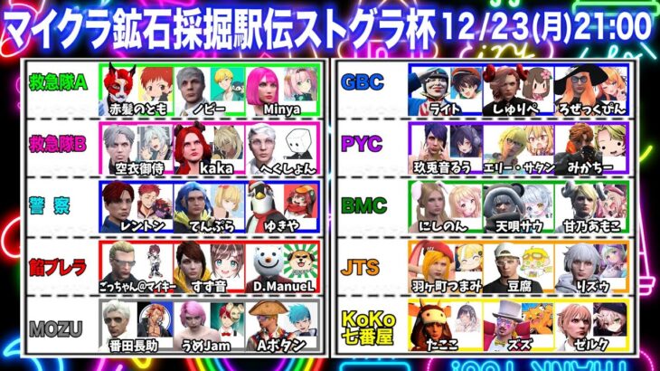 【#ストグラ コラボ】マイクラ #採掘駅伝 ストグラ勢大会【BMCチーム：にしのん視点】