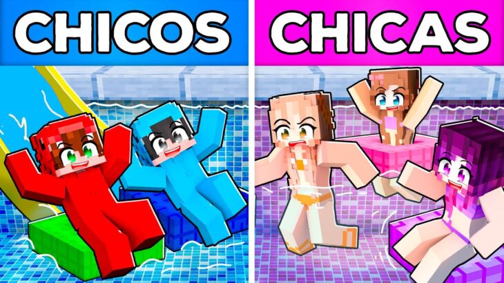 CHICOS vs CHICAS: PARQUE ACUÁTICO en Minecraft!