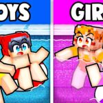 Girls vs Boys Secret Waterpark in Minecraft!